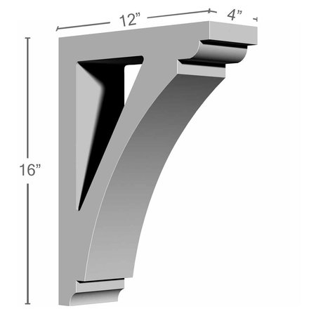 Ekena Millwork 4"W x 12"D x 16"H Richmond Bracket BKT04X12X16RI